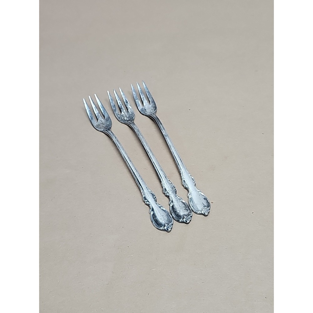 Wm. Rogers‎ Mfg 3 VTG Reflection Silverplate Cocktail Forks 5.5" Art Deco